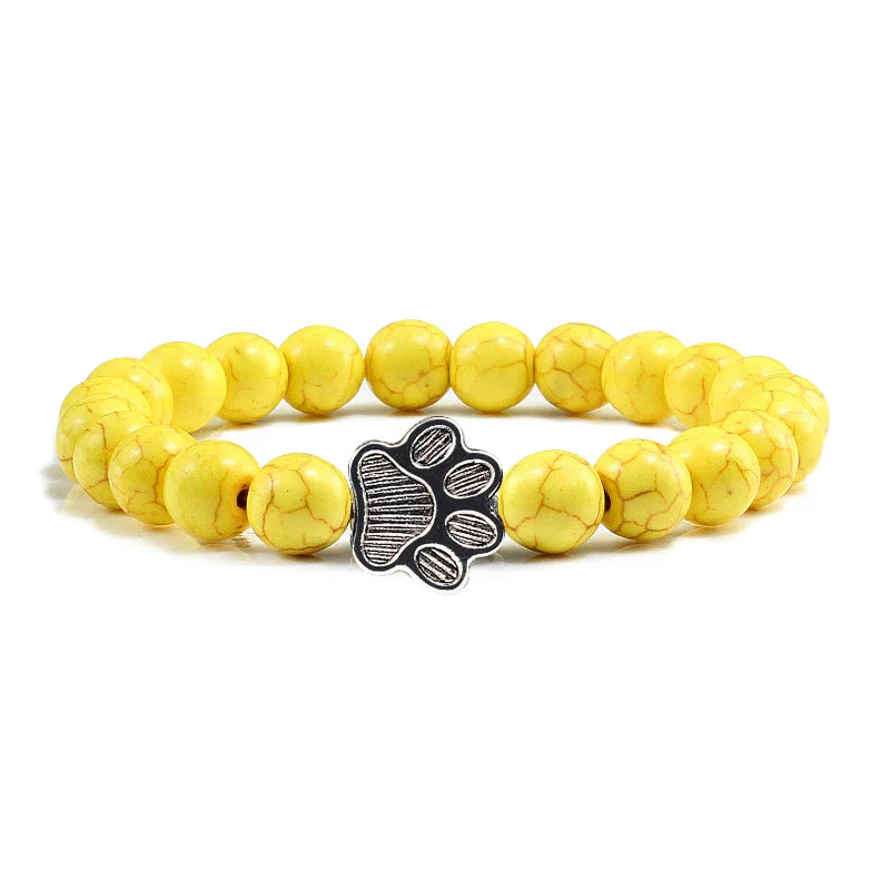 Beaded Paw Bracelet Natural Stone Design