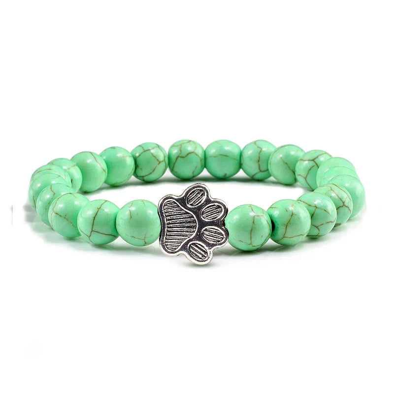 Beaded Paw Bracelet Natural Stone Design