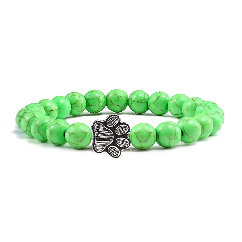 Beaded Paw Bracelet Natural Stone Design