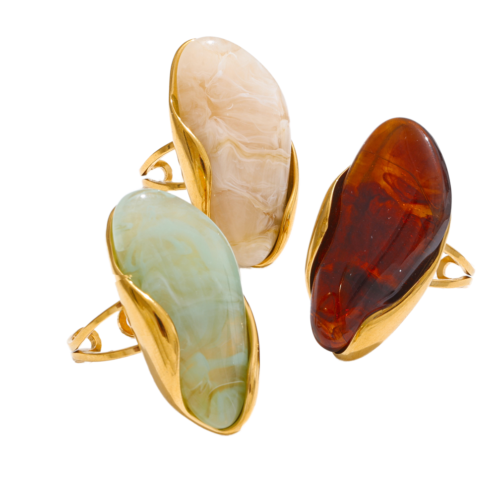 Organic Gemstone Adjustable Statement Rings