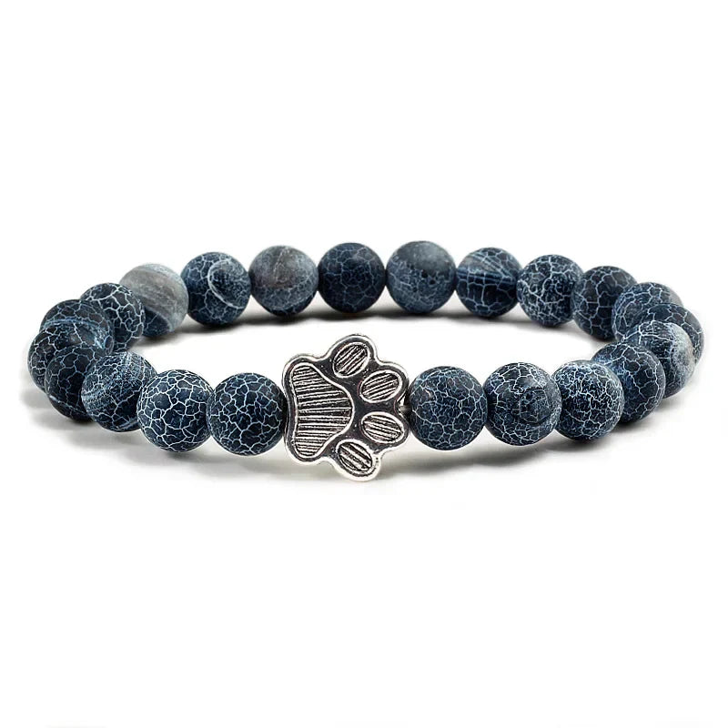 Beaded Paw Bracelet Natural Stone Design