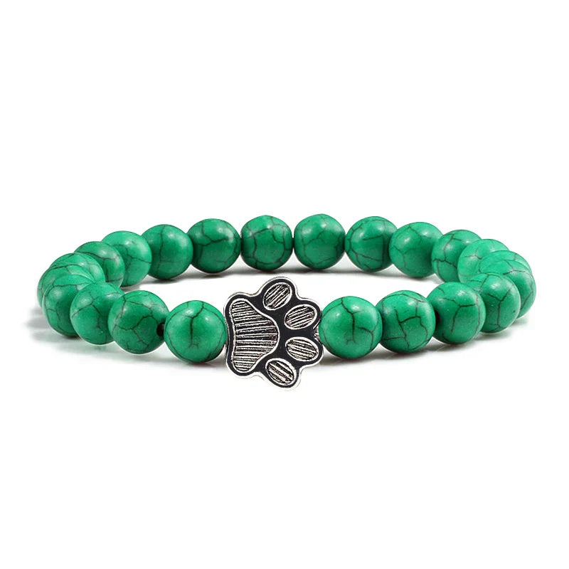 Beaded Paw Bracelet Natural Stone Design