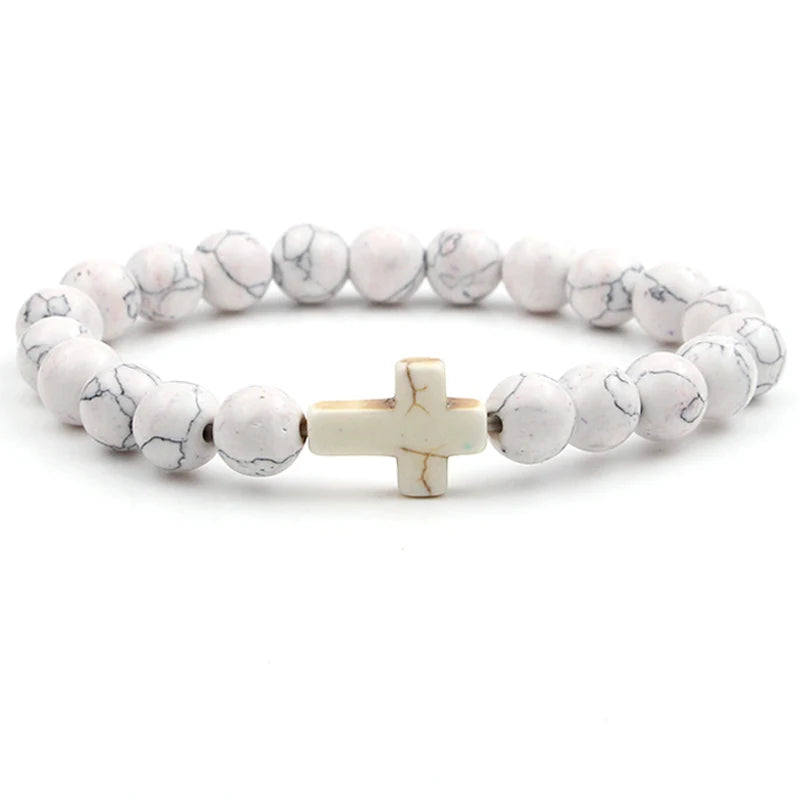 Elastic Beaded Cross Bracelet