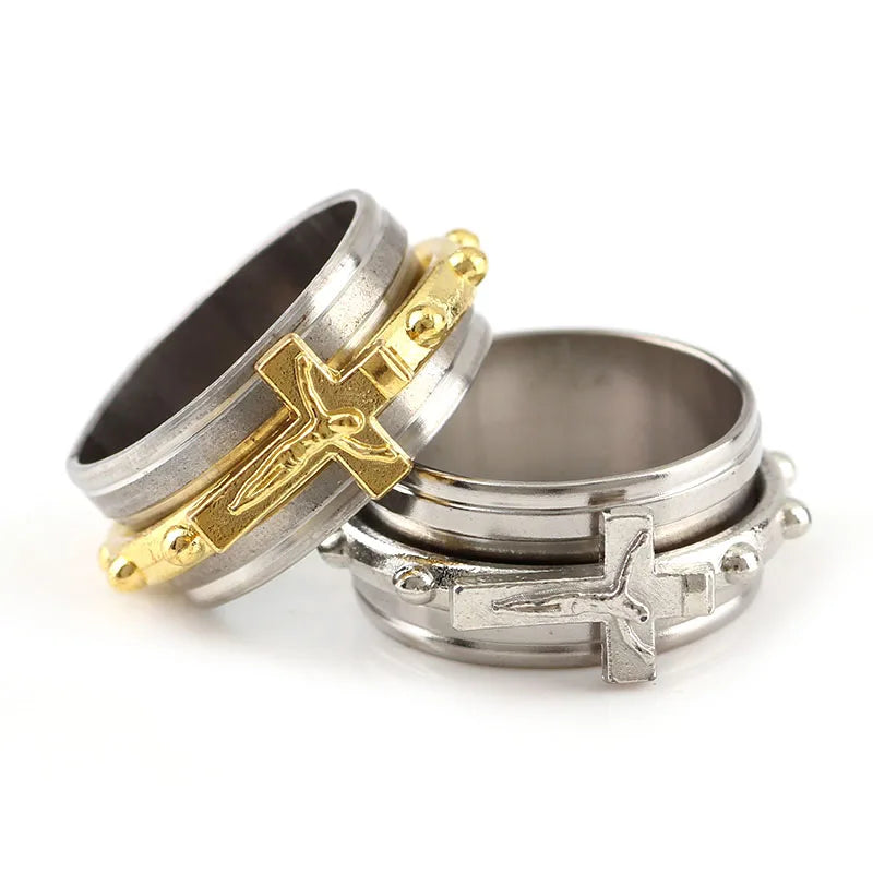 Forged Gold and Silver Cross Ring