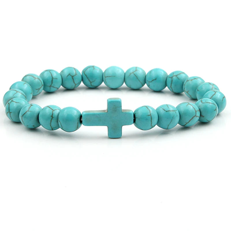 Elastic Beaded Cross Bracelet
