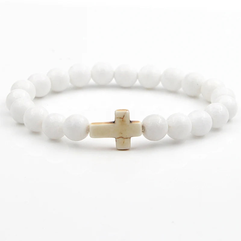 Elastic Beaded Cross Bracelet