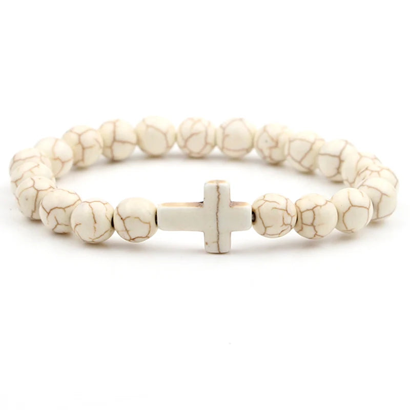 Elastic Beaded Cross Bracelet