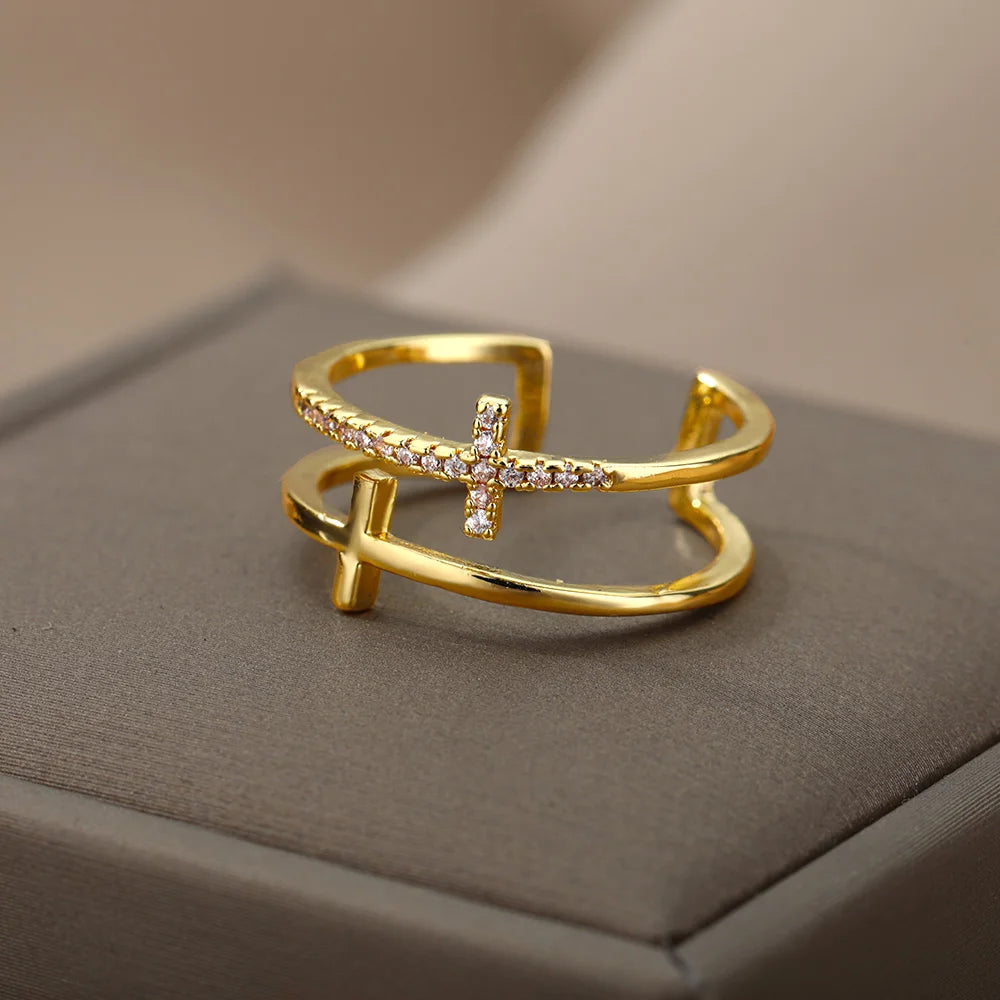 Gold Vintage Cross Ring