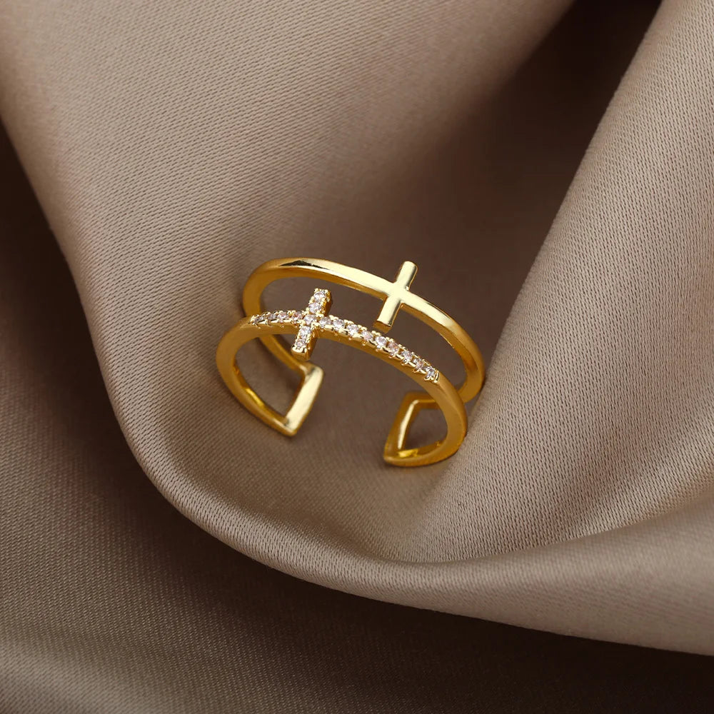 Gold Vintage Cross Ring