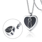 Cat Heart Keepsake Urn Necklace — Stainless Steel