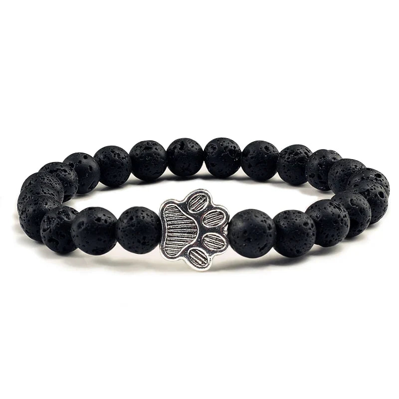 Beaded Paw Bracelet Natural Stone Design