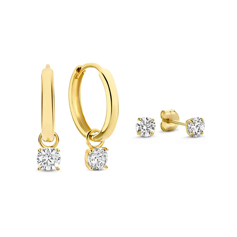 Elegant Gold Stone Earrings Set
