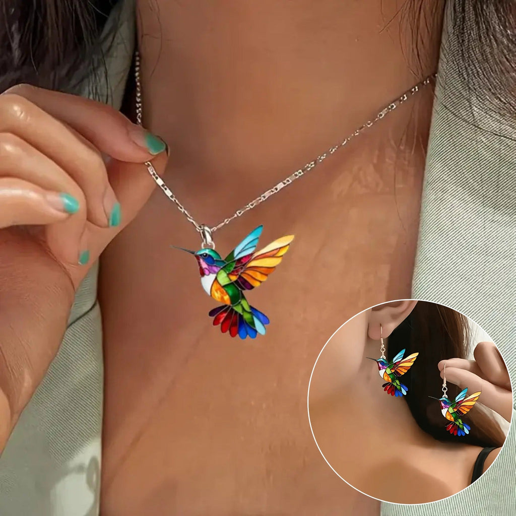 Hummingbird Necklace with Bonus Earrings