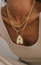 Gold Bubble Letter Initial Necklace