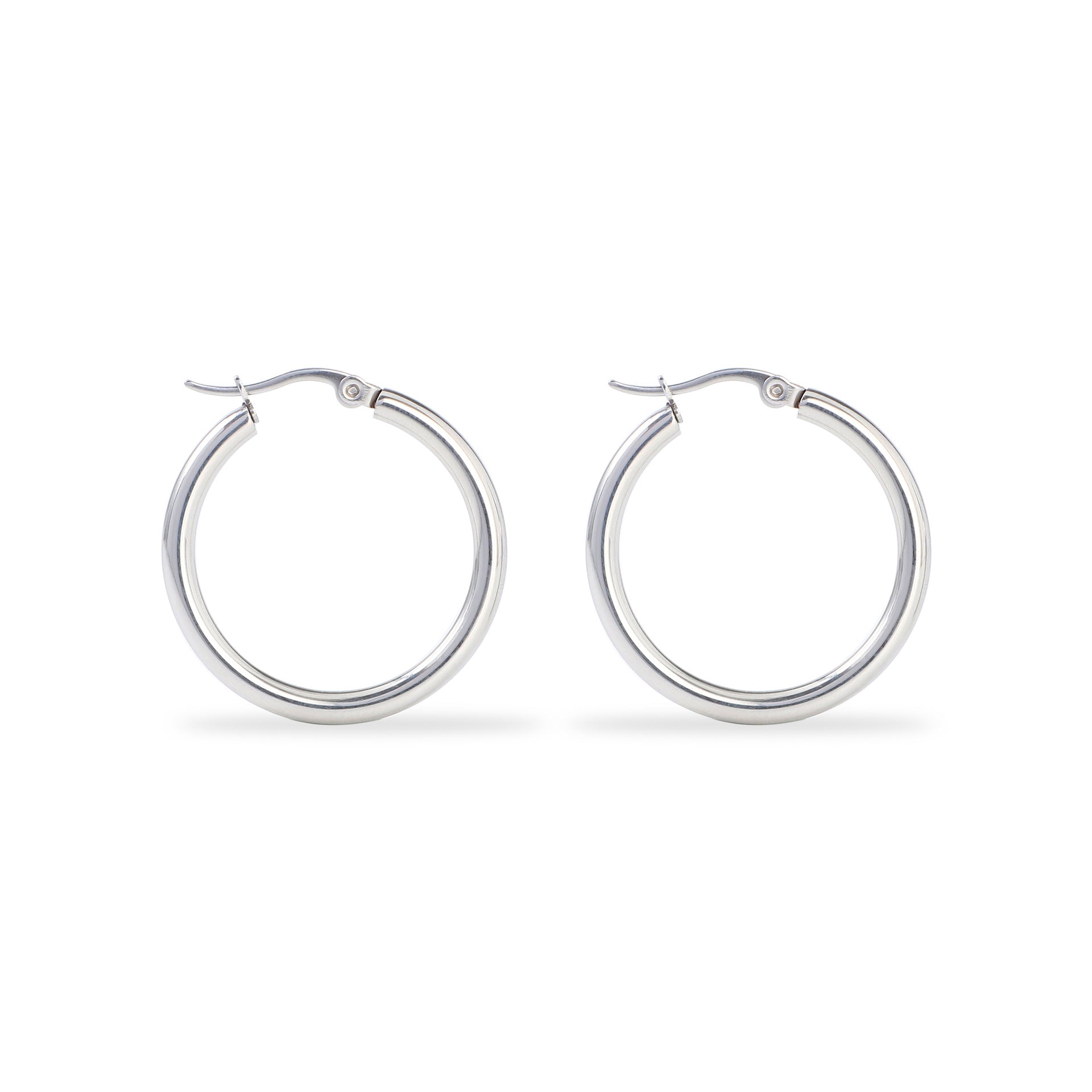 Polished Silver Classic Hoop Earrings
