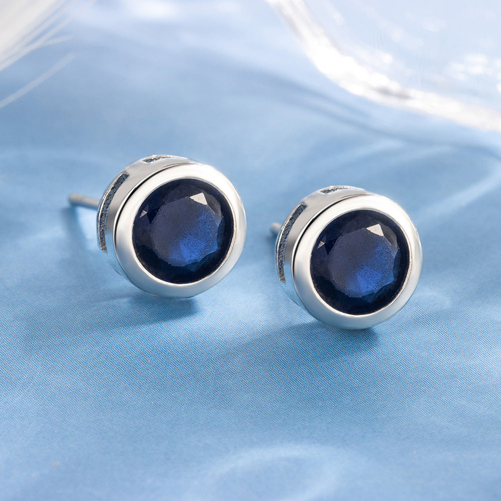 Sapphire Bezel Stud Earrings