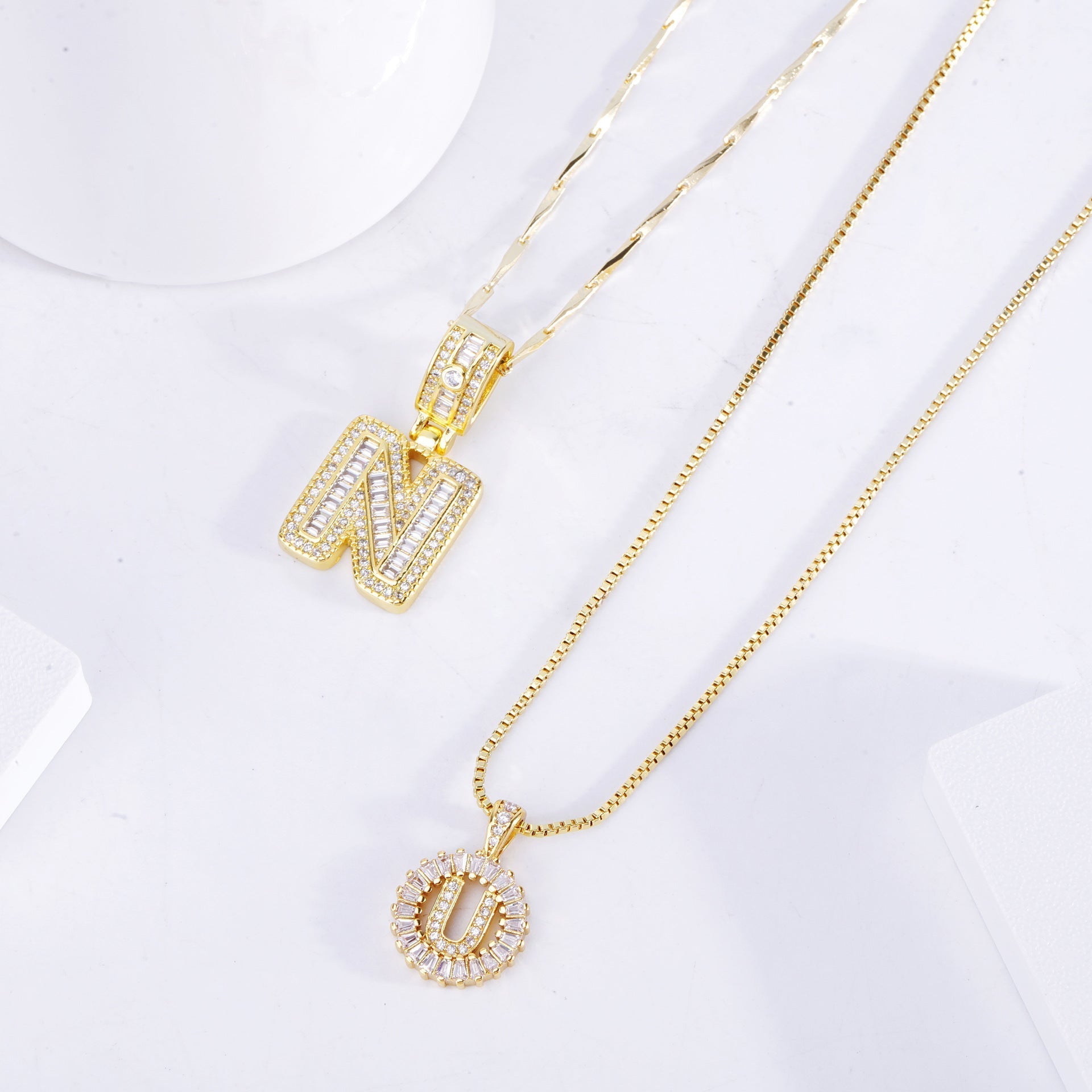 Elegant Gold Letter Initial Necklace Set