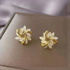 White Opal Floral Earrings