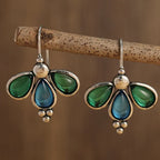 Emerald Wing Blue Teardrop Earrings