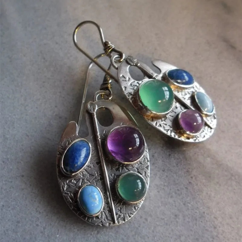 Artist Palette Gemstone Drop Earrings