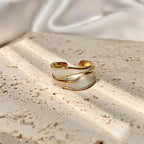 Vintage White Enamel Geometric Adjustable Ring