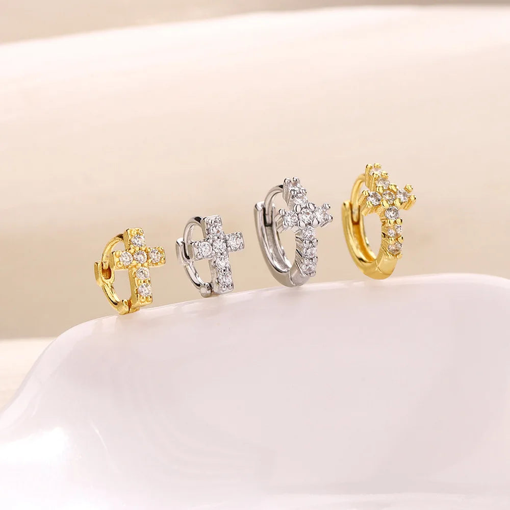 Cross Hoop Earrings Set