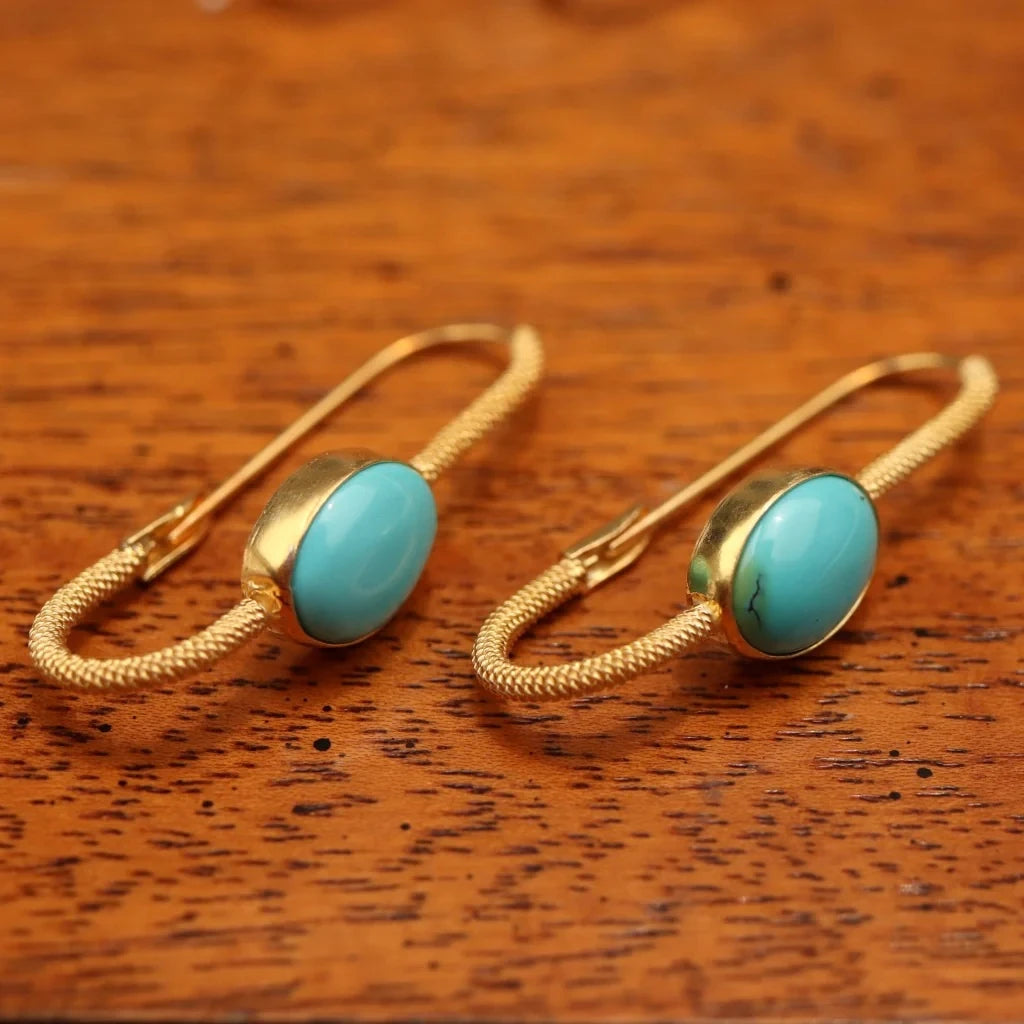 Gold Loop Gemstone Drop Earrings