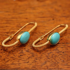 Gold Loop Gemstone Drop Earrings