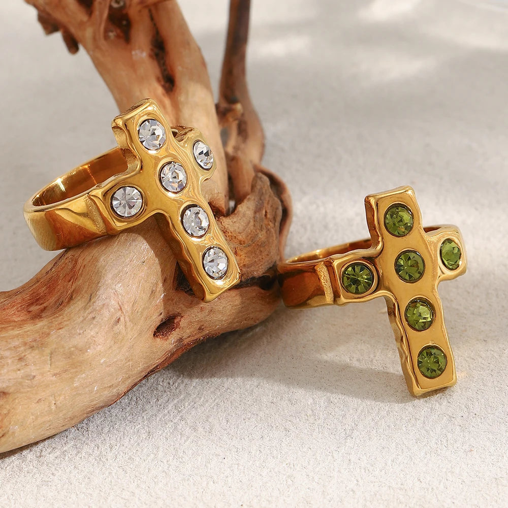 Chunky Stone Cross Ring