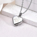 Pawprints In My Heart Ashes Necklace – Memorial Paw Heart Pendant