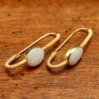 Gold Loop Gemstone Drop Earrings