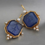 Elegant Vintage Geometric Pearl Pendant Drop Earrings