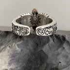 Adjustable Retro Cross Feather Wing Ring
