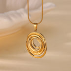 Hollow Geometric Oval Necklace in Gold and Silver