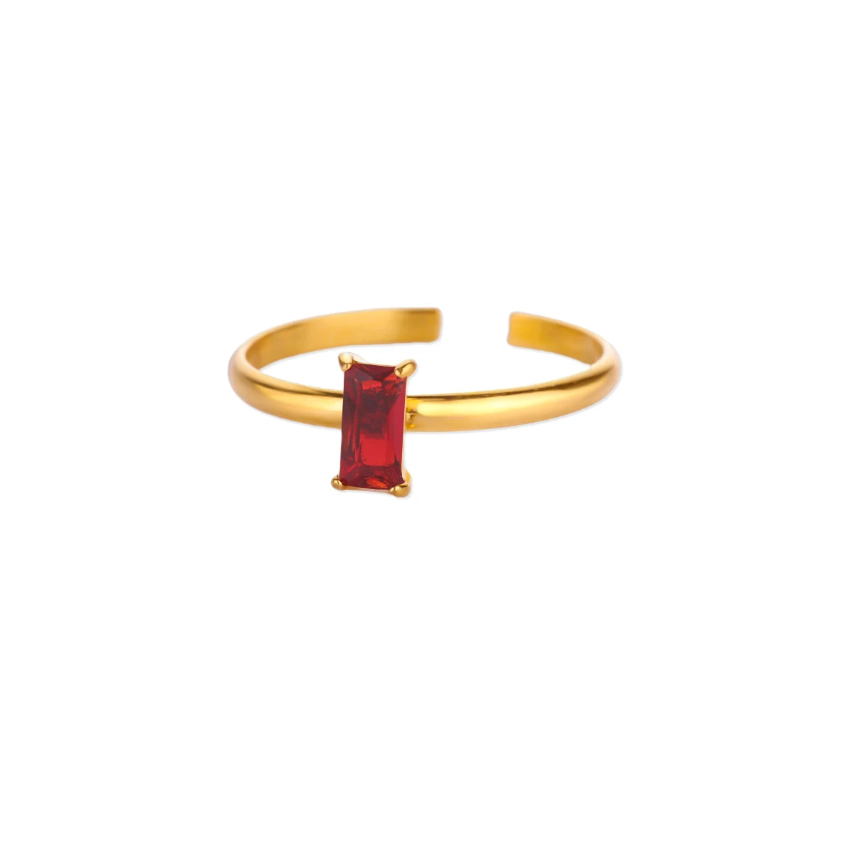 Adjustable Delicate Golden Ring with Colorful Gem