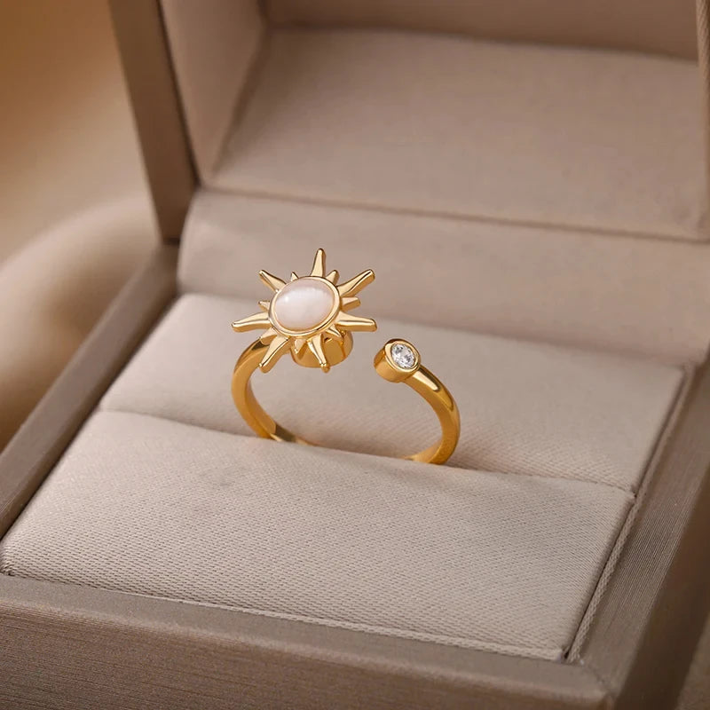 Celestial Sunbeam Moonstone Gold Ring