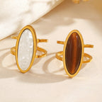 Gold Oval Cabochon Double Ring