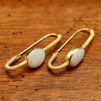 Gold Loop Gemstone Drop Earrings