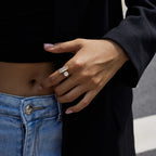 Geometric Baguette Duo Open Ring