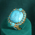 Vintage Art Deco Turquoise Gold Ring