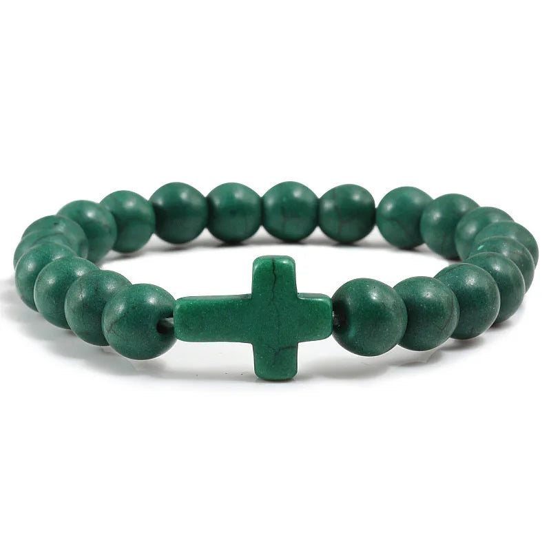Elastic Beaded Cross Bracelet