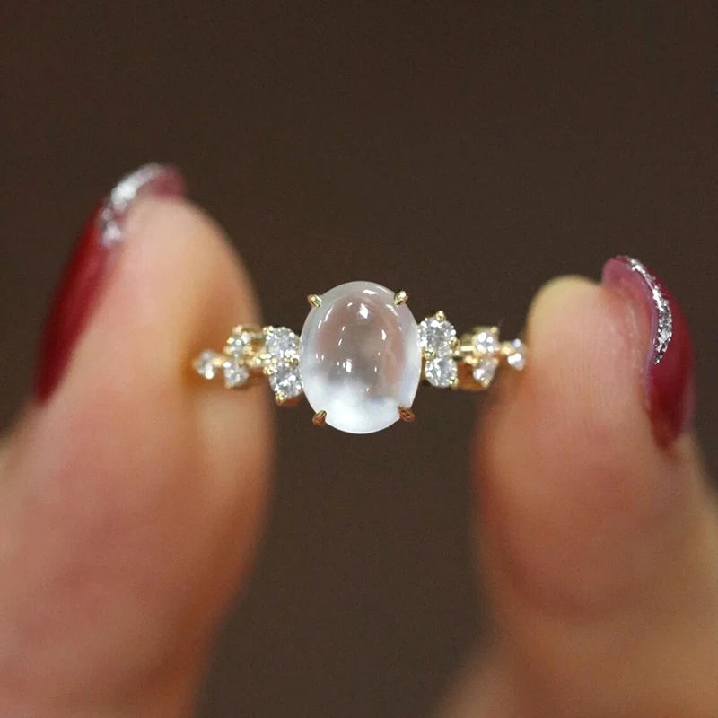 Lunar Glow Moonstone Diamond Ring