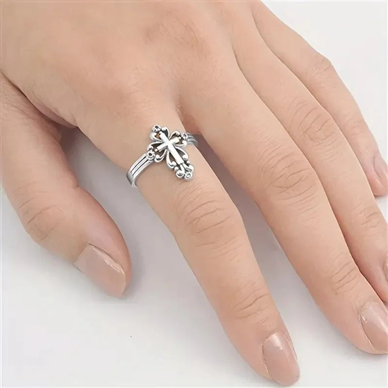 Silver Cross Finger Ring