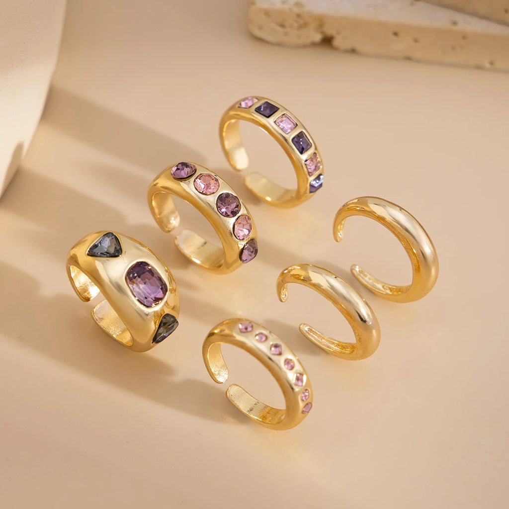 Chunky Pink Crystal Stacking Rings