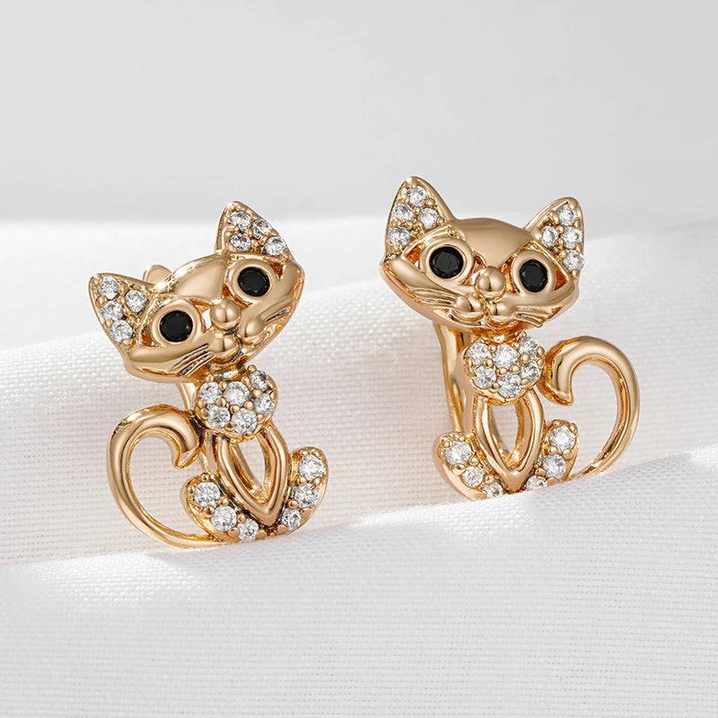 Sweet Zirconia Cat Earrings