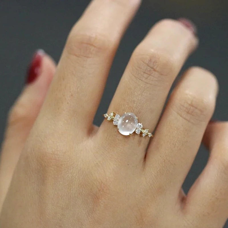 Lunar Glow Moonstone Diamond Ring