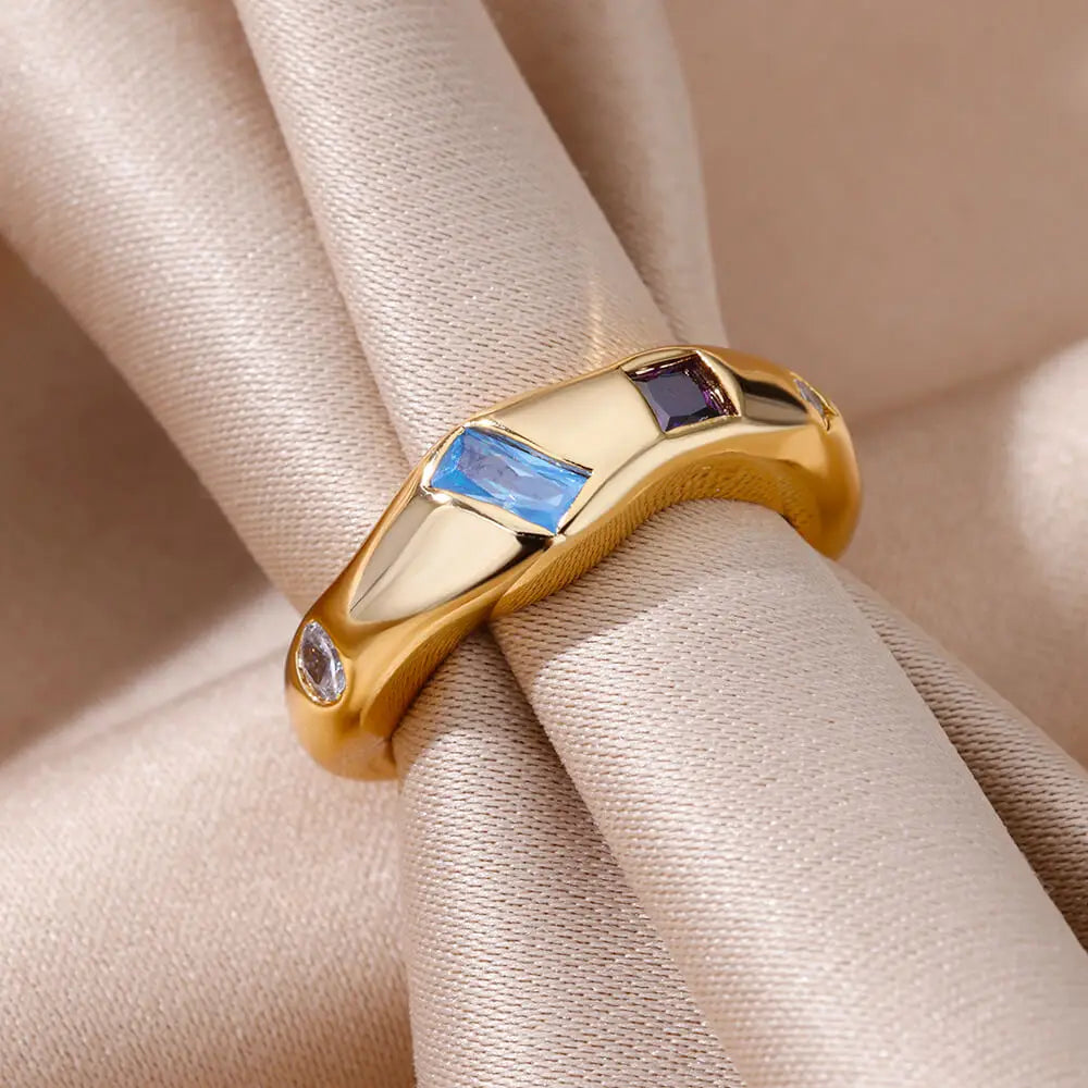 Cosmic Gemstone Chunky Band Rings