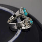 Elegant Vintage Turquoise Cross Band Ring