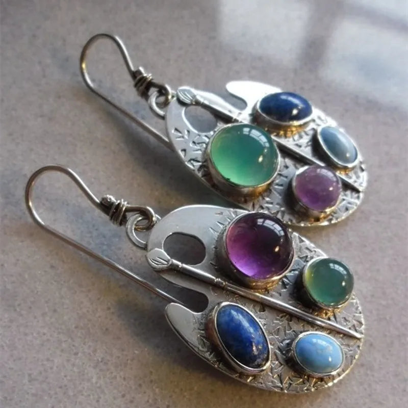 Artist Palette Gemstone Drop Earrings