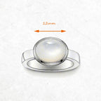 Adjustable Silver White Cabochon Statement Ring
